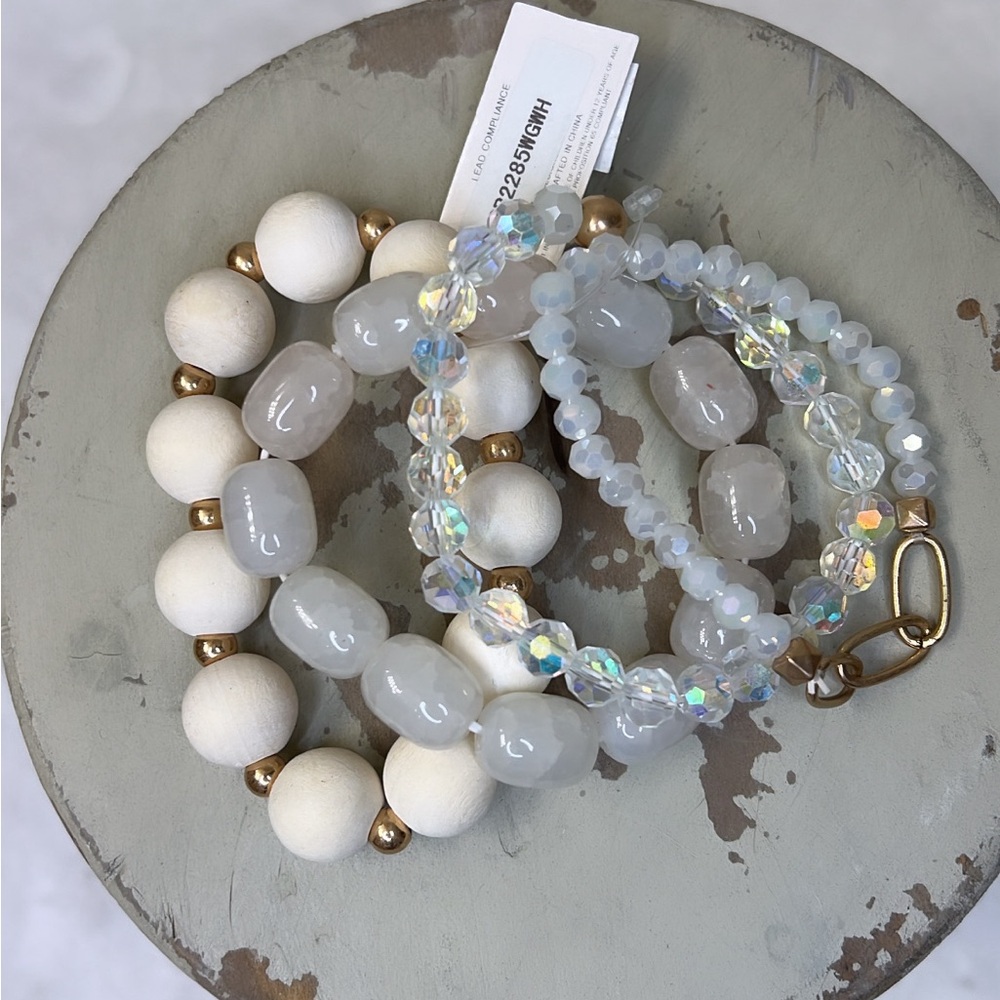Neutral Clear Stretch Bracelet Stack